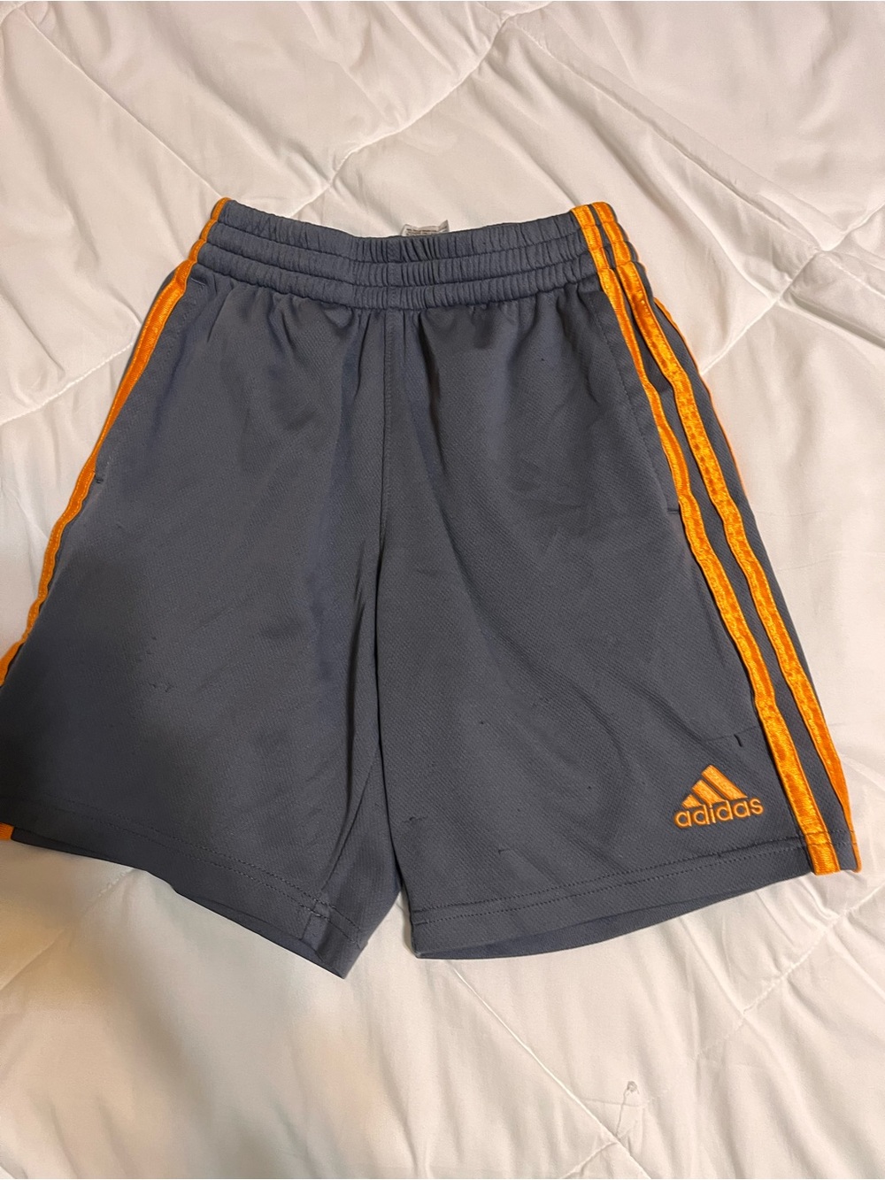 adidas Grey Shorts with Orange Stripes - Kids